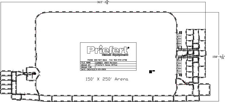 150’ x 250’ Roping & Rough Stock Combo with 6 Bucking Chutes